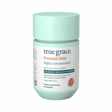 True Grace Prenatal DHA softgel bottle with mint-colored cap and label showing 60 softgels.