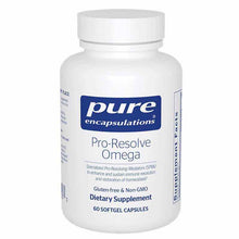 White bottle of Pure Encapsulations Pro-Resolve Omega dietary supplement containing 60 softgel capsules.