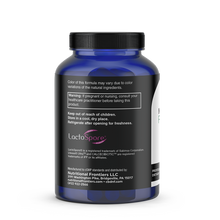Blue supplement bottle with black cap and label containing ProBio-3 probiotic formula by Nutritional Frontiers.
