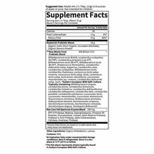 Garden of Life Raw Probiotics 5-Day Max Care supplement facts label showing serving size, nutritional information, probiotic