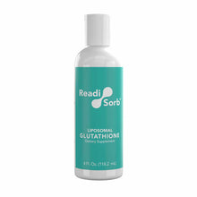 Readisorb Liposomal Glutathione dietary supplement bottle with teal label and white cap, 4 fl oz.
