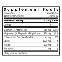 Supplement Facts label for R.E.M. Maintenance showing serving size, calorie content, and ingredients including Vitamin C, Mag