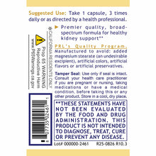 Bottle label for RenaVen Kidney Support supplement showing suggested use, quality information, and FDA disclaimer text.