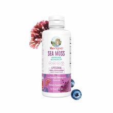 White bottle of MaryRuth's Sea Moss liposomal liquid supplement in citrus berry flavor, 7.6 fl oz, with sea moss and berries