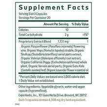 Supplement Facts label for Sleep Formula showing serving size of 3 capsules, proprietary blend of 1,731 mg with organic herbs