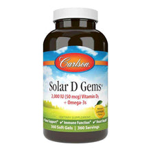 Solar D Gems 2000 IU Vitamin D3 Omega-3, 360 Softgels, by Carlson Labs