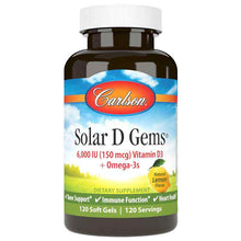 Solar D Gems 6000 IU Vitamin D3 + Omega 3s with Natural Lemon Flavor, 120 Softgels, by Carlson Labs