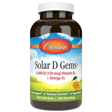 Solar D Gems 6000 IU Vitamin D3 + Omega 3s with Natural Lemon Flavor, 360 Softgels, by Carlson Labs