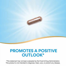 Brown herbal capsule displayed against a blue and white background with radiating light effect.