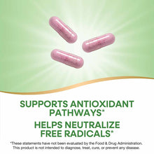 Three pink capsules on a green gradient background with tan curved design element.