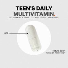White fermented multivitamin capsule with speckled texture, 0.82 inches in size.