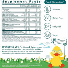 True Littles Daily Kids Multivitamin supplement facts label showing nutrients, allergen-free certifications, and suggested us