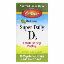 Vegetarian Super Daily D3 for Adults 2,000 IU, 90 Veg Drops, by Carlson Labs