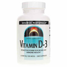 Vitamin D-3 5,000 IU, 240 Capsules, by Source Naturals