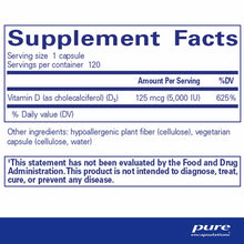 Vitamin D3 5000 IU, by Pure Encapsulations