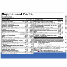 Supplement Facts label for Women's Multivitamin showing serving size, vitamins, minerals, and natural support blend ingredien
