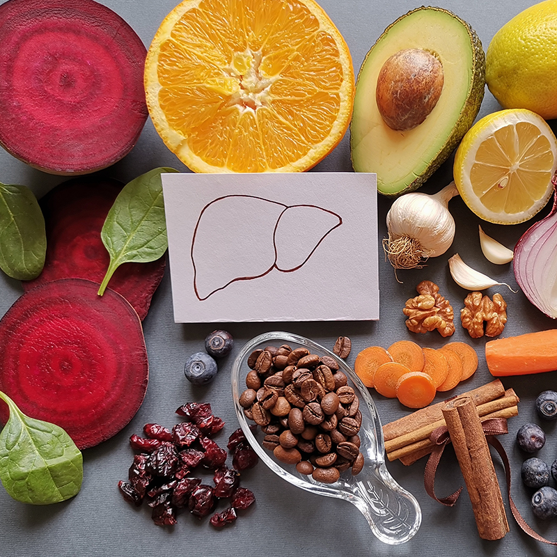 Functional foods with picture of liver