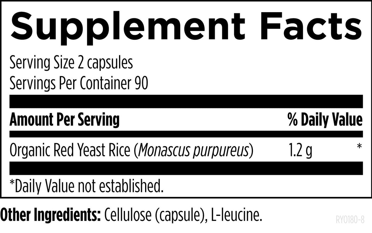 Red Yeast Rice, 180 Veg Capsules, by Designs For Health