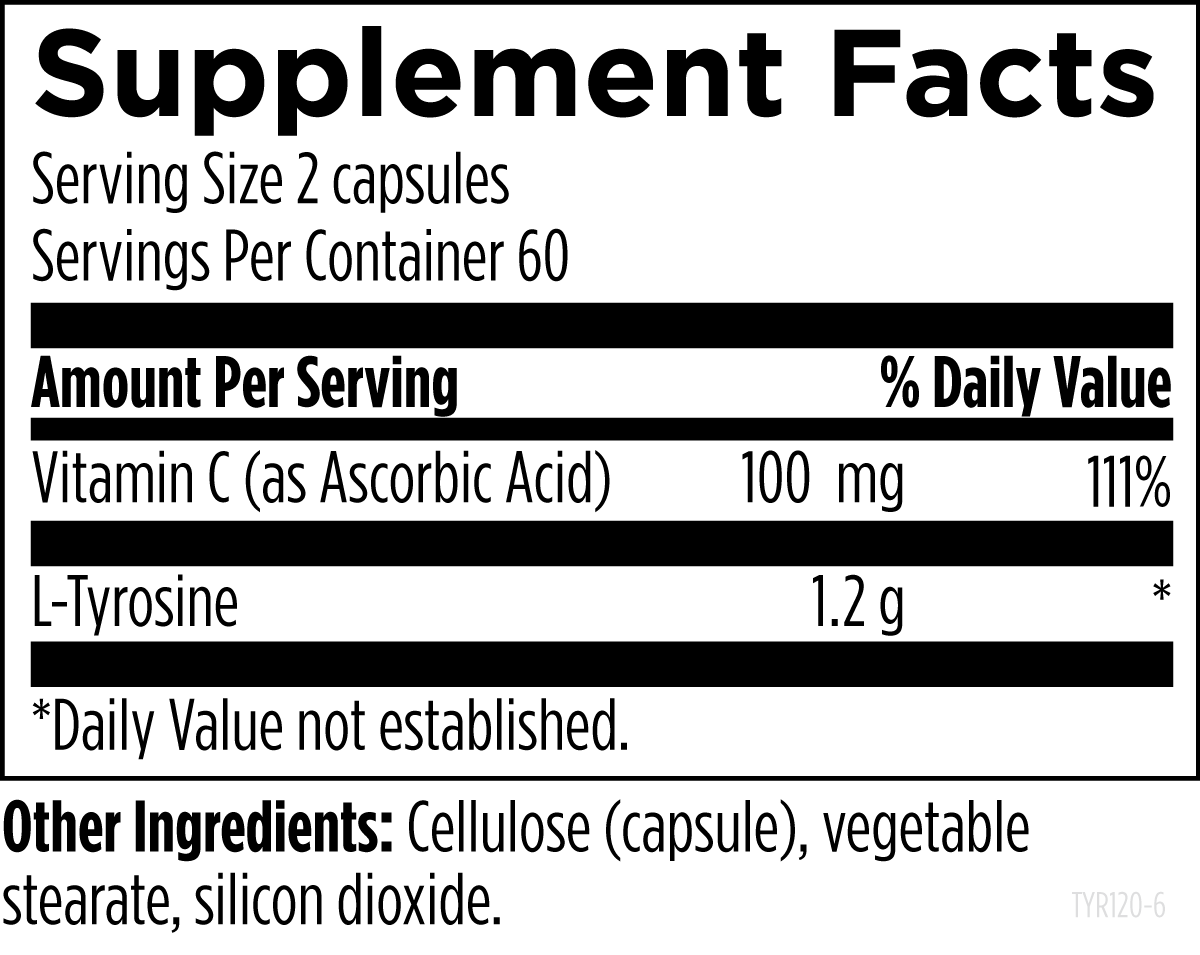 L-Tyrosine, 120 Veg Capsules, by Designs For Health