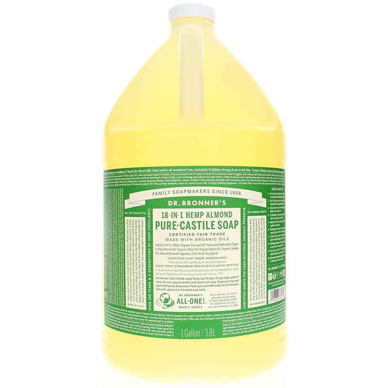 18-In-1 Hemp Pure Castile Soap, Almond, 1 Gallon, by Dr. Bronner's Magic Soaps