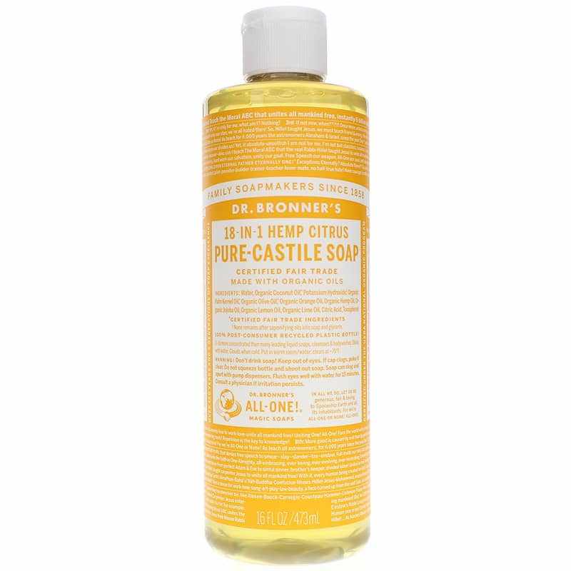 18-In-1 Hemp Pure Castile Soap, Citrus, 16 Oz, by Dr. Bronner's Magic Soaps