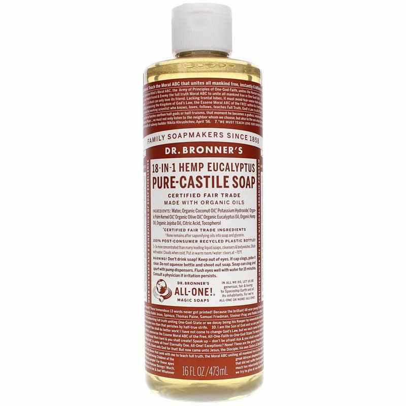 18-In-1 Hemp Pure Castile Soap, Eucalyptus, 16 Oz, by Dr. Bronner's Magic Soaps