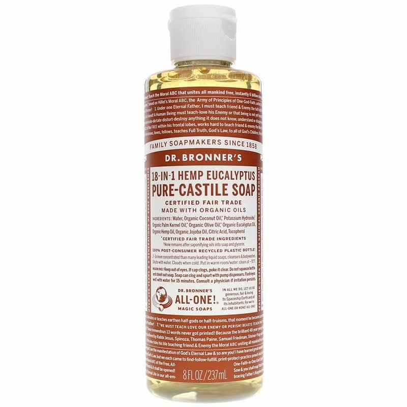 18-In-1 Hemp Pure Castile Soap, Eucalyptus, 8 Oz, by Dr. Bronner's Magic Soaps