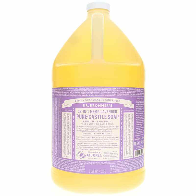 18-In-1 Hemp Pure Castile Soap, Lavender, 1 Gallon, by Dr. Bronner's Magic Soaps