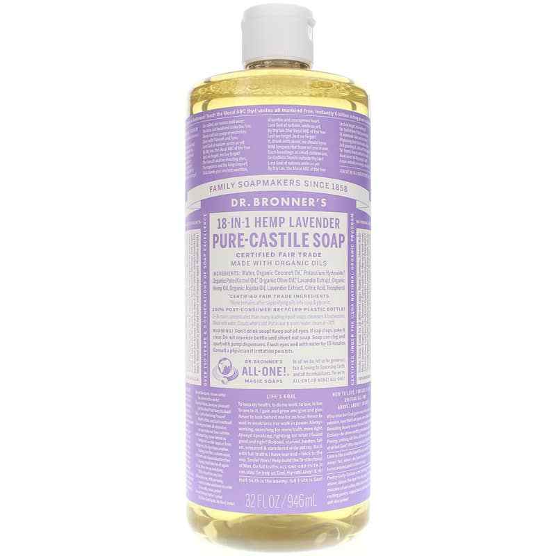 18-In-1 Hemp Pure Castile Soap, Lavender, 32 Oz, by Dr. Bronner's Magic Soaps