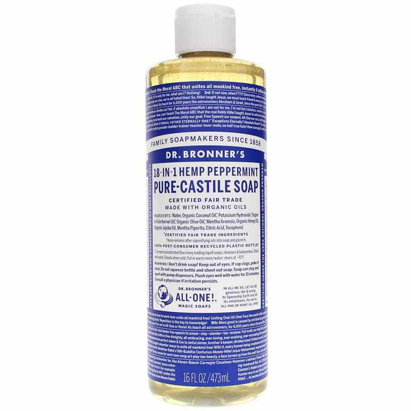 18-In-1 Hemp Pure Castile Soap, Peppermint, 16 Oz, by Dr. Bronner's Magic Soaps