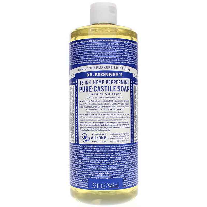 18-In-1 Hemp Pure Castile Soap, Peppermint, 32 Oz, by Dr. Bronner's Magic Soaps