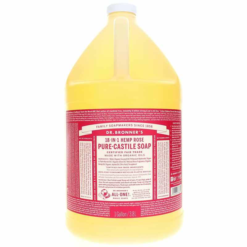18-In-1 Hemp Pure Castile Soap, Rose, 1 Gallon, by Dr. Bronner's Magic Soaps