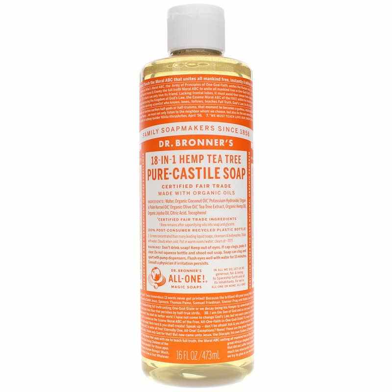 18-In-1 Hemp Pure Castile Soap, Tea Tree, 16 Oz, by Dr. Bronner's Magic Soaps