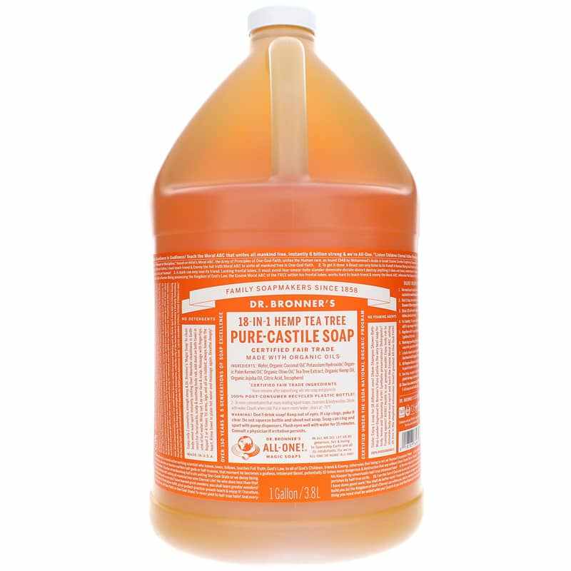 18-In-1 Hemp Pure Castile Soap, Tea Tree, 1 Gallon, by Dr. Bronner's Magic Soaps