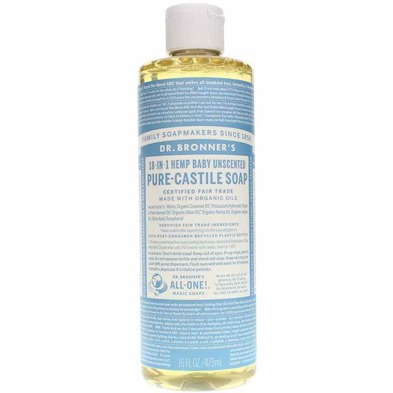 18-In-1 Hemp Pure Castile Soap, Unscented, 16 Oz, by Dr. Bronner's Magic Soaps