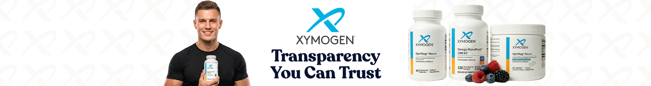 Xymogen supplements with headline "Transparency You Can Trust"