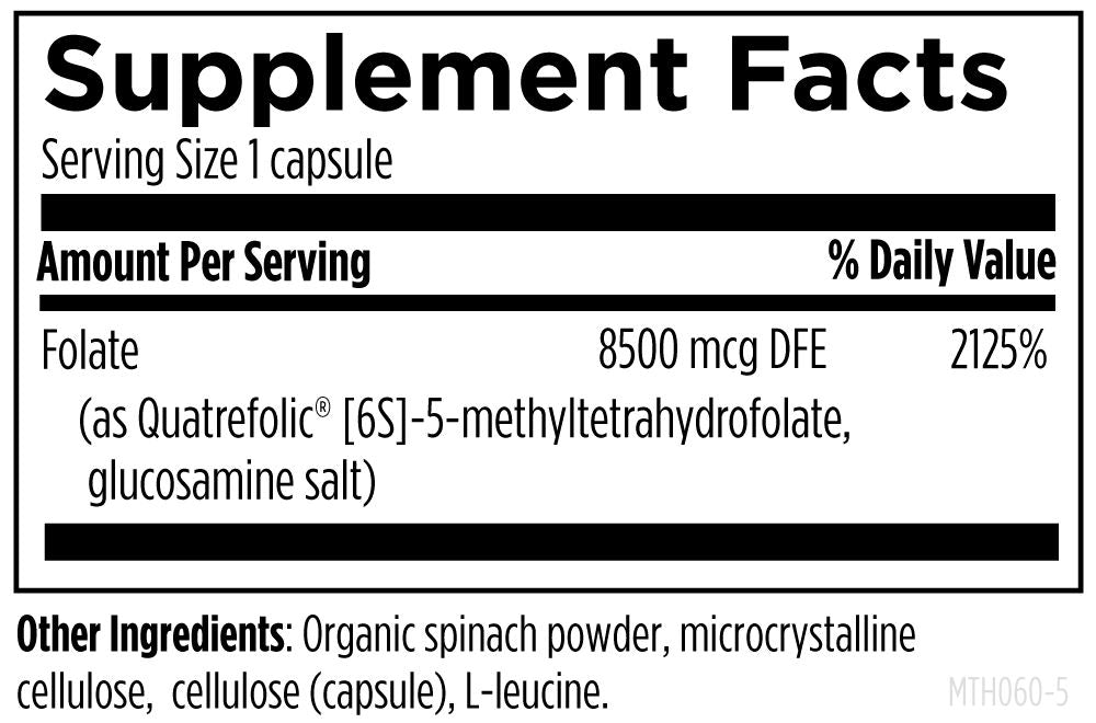 L-5-MTHF 8500 Mcg DFE, 60 Veg Capsules, by Designs For Health