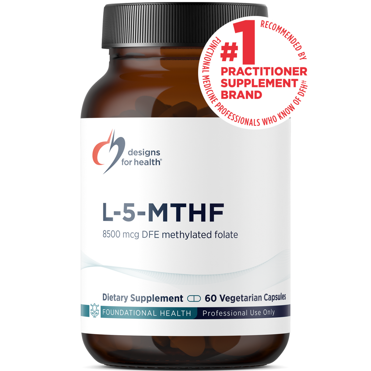 L-5-MTHF 8500 Mcg DFE, 60 Veg Capsules, by Designs For Health
