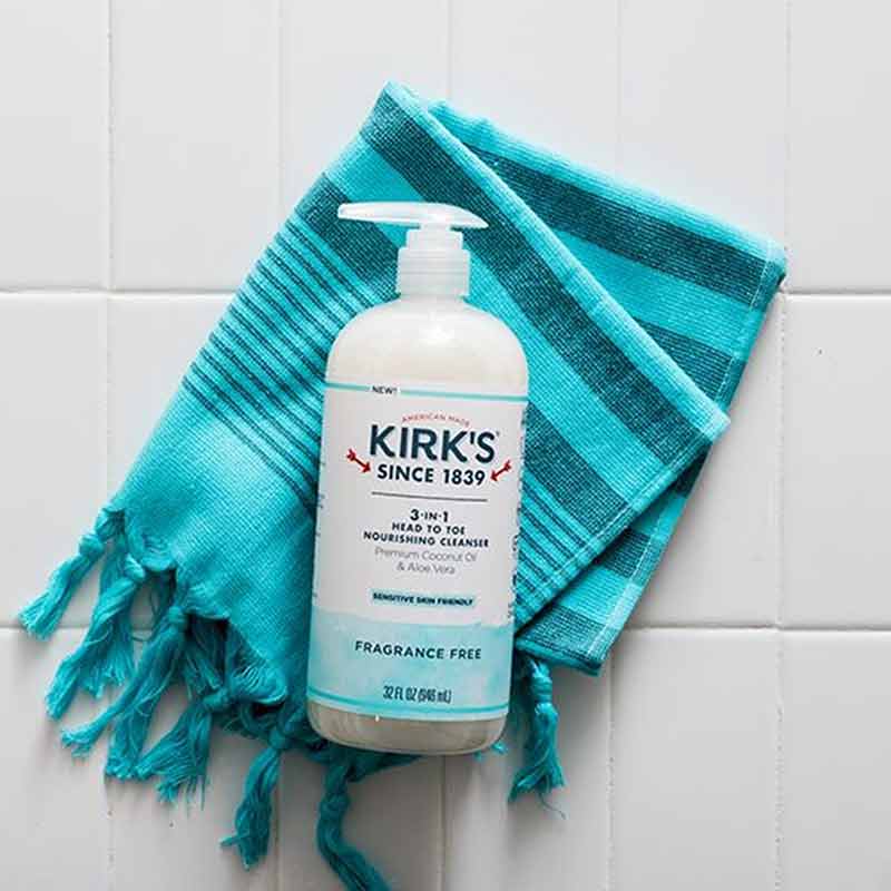 3-in-1 Head to Toe Nourishing Cleanser, Fragrance Free, 32 Oz, by Kirk's Natural, image #2