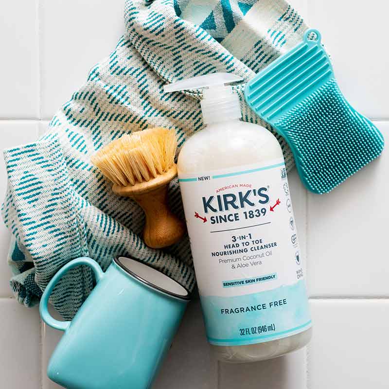 3-in-1 Head to Toe Nourishing Cleanser, Fragrance Free, 32 Oz, by Kirk's Natural, image #3