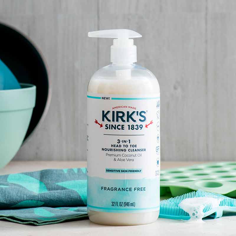 3-in-1 Head to Toe Nourishing Cleanser, Fragrance Free, 32 Oz, by Kirk's Natural, image #4