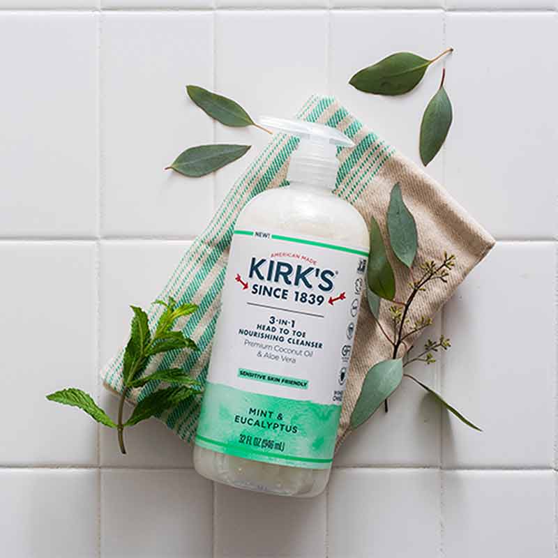 3-in-1 Head to Toe Nourishing Cleanser, Mint Eucalyptus, 32 Oz, by Kirk's Natural, image #2