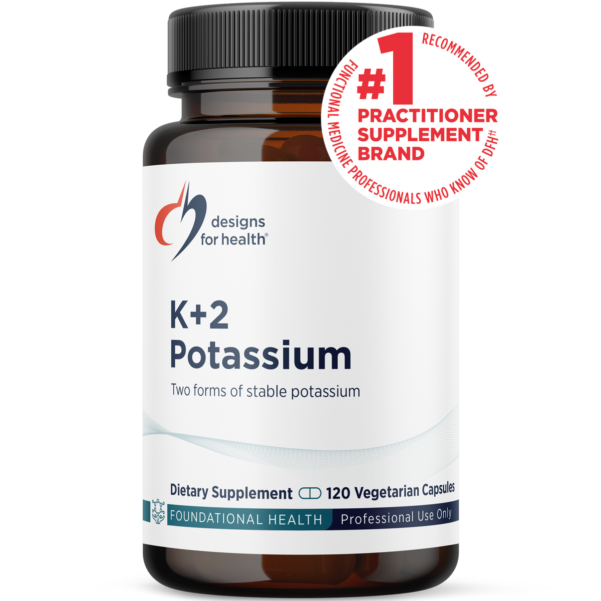 K+2 Potassium, 120 Veg Capsules, by Designs For Health