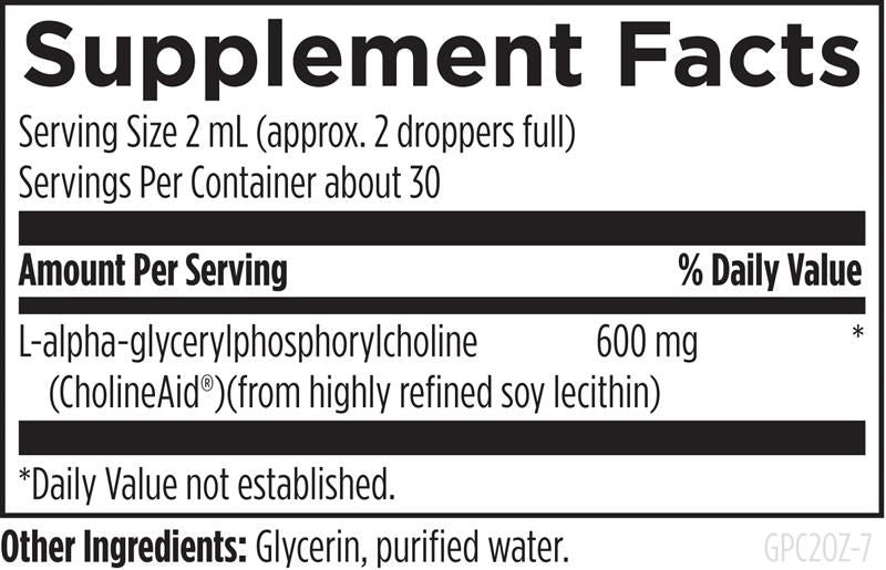 GPC Liquid Glycerophosphocholine, 2 Oz, by Designs For Health