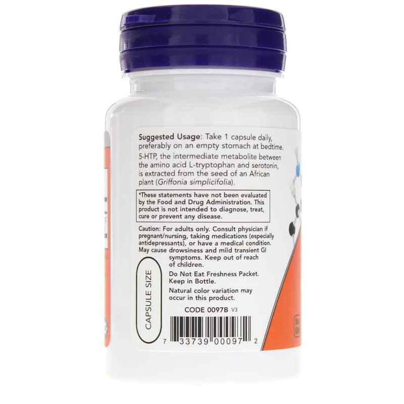 5-HTP 50 Mg, 30 Veg Capsules, by NOW Foods, image #3