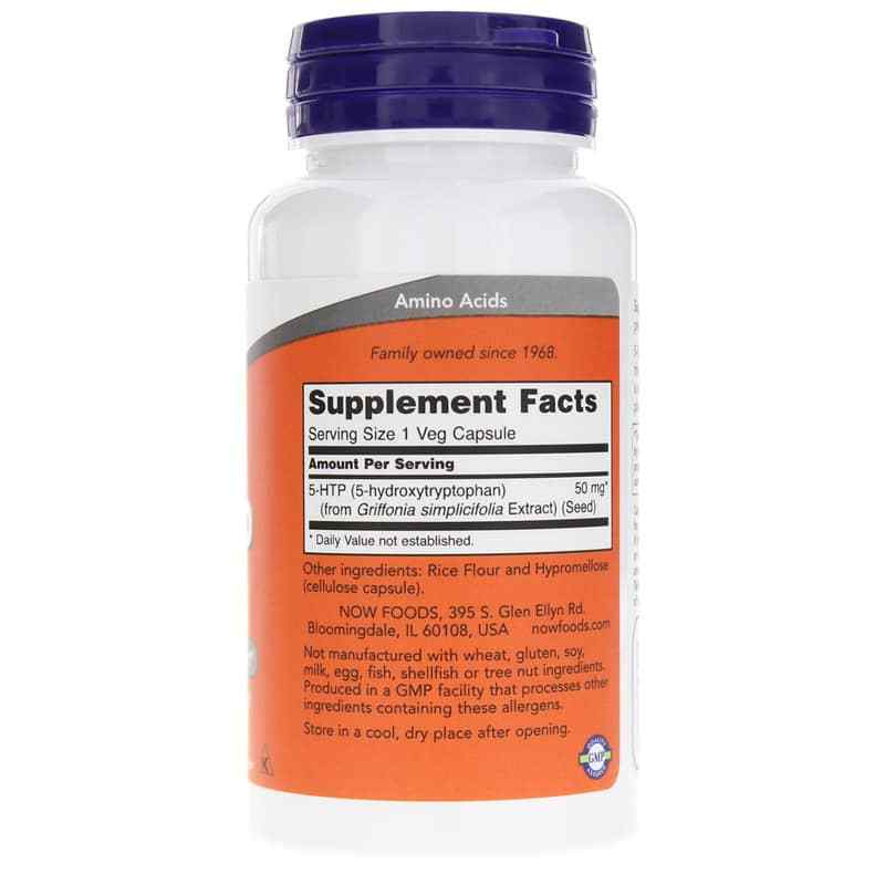 5-HTP 50 Mg, 90 Veg Capsules, by NOW Foods, image #2