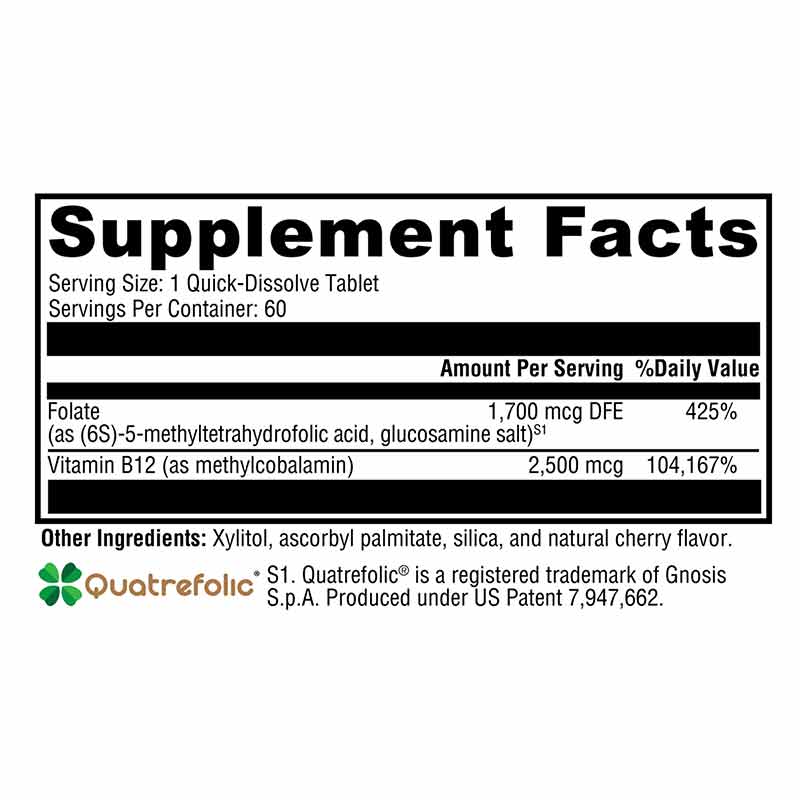 5-MTHF Plus B12 Cherry Flavor, 60 Tablets, by Xymogen, image #2