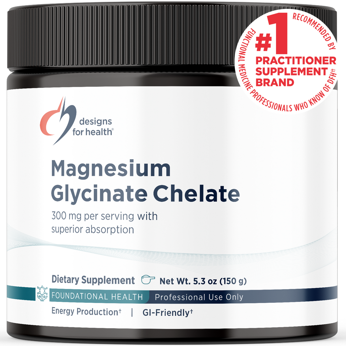 Magnesium Glycinate Powder, 5.3 Oz, by Designs For Health