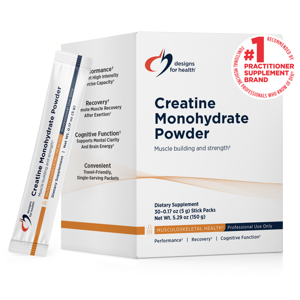 Creatine Monohydrate Powder Stick Packs, by Designs For Health