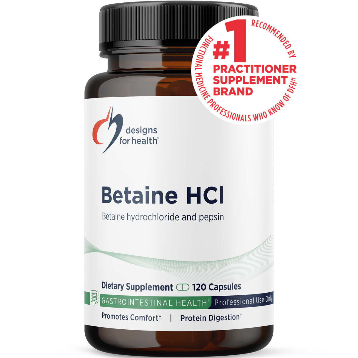 Betaine HCL with Pepsin, 120 Capsules, by Designs For Health